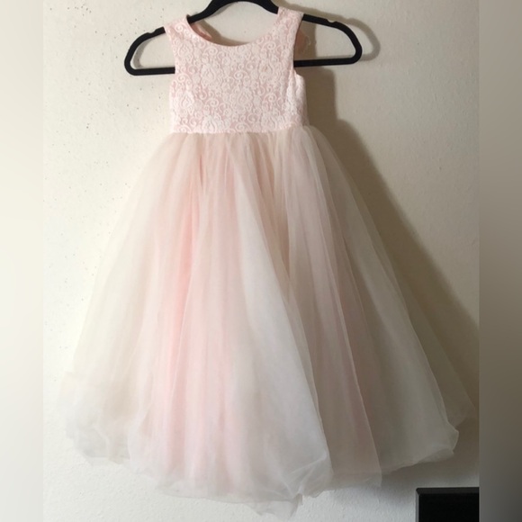 Ball Gown Flower Girl Dress with Heart Cutout light pink 5 David Bridal - Picture 4 of 10